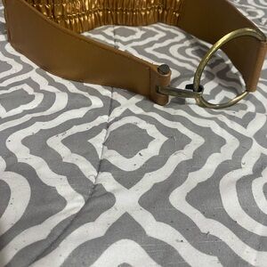 Gold Leather Belt with Brass Buckle